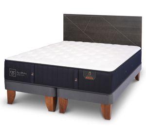 Cama europea King Premium + Respaldo Villarrica azul/gris