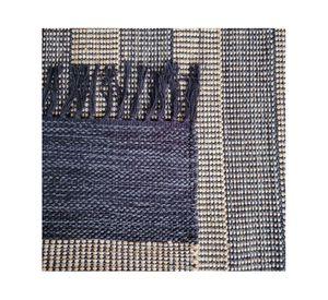 Alfombra de pasillo Kalu algodón azul 65x230 cm