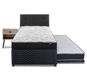 Diván 1.5 plaza Therapedic Plus + respaldo Royal + velador Rock