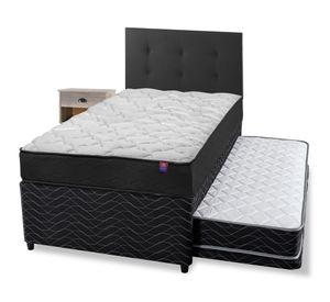 Diván 1.5 plaza Therapedic Plus + respaldo Royal + velador Rock