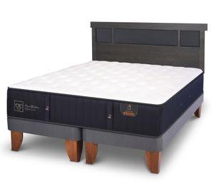 Cama europea King Premium + Respaldo Dublin azul/gris
