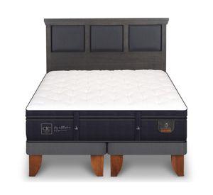 Cama europea 2 plazas Super Premium base dividida patas + respaldo Torino gris