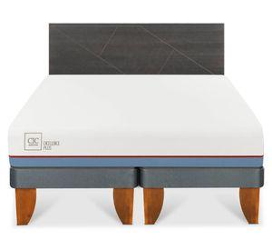 Cama europea 2 plazas Excellence Plus base dividida + respaldo Villa gris