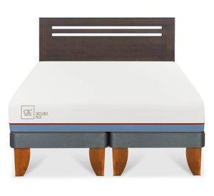 Cama europea 2 plazas Excellence Plus base dividida + respaldo Múnich gris