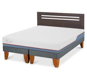 Cama europea 2 plazas Excellence Plus base dividida + respaldo Múnich gris
