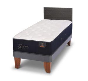 Cama europea 1.5 plazas Premium +  Respaldo Villarrica azul/gris