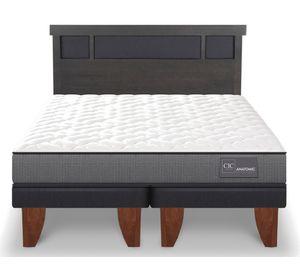 Cama europea 2 plazas Anatomic base dividida patas + respaldo Dublín gris
