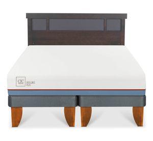 Cama europea 2 plazas Excellence Plus base dividida + respaldo Dublín gris