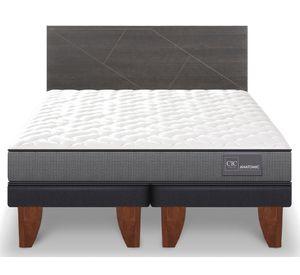 Cama europea King Anatomic +  Respaldo Villarrica gris