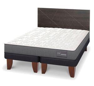 Cama europea King Anatomic + Respaldo Villarrica gris