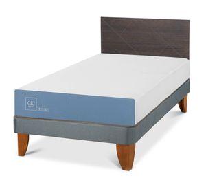 Cama europea 1.5 plazas Excellence +  Respaldo Villarrica gris