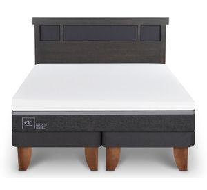 Cama europea King Ortopedic Advance +  Respaldo Dublin gris