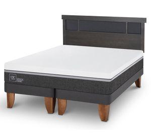 Cama europea King Ortopedic Advance +  Respaldo Dublin gris