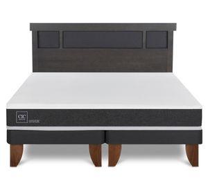 Cama europea King Ortopedic +  Respaldo Dublin gris