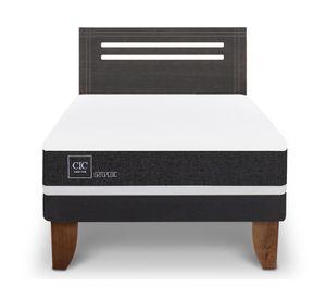 Cama europea 1.5 plazas Ortopedic +  Respaldo Munich gris