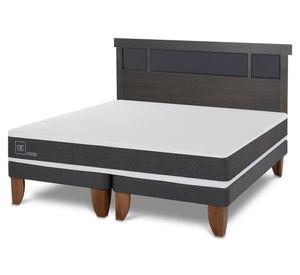 Cama europea King Ortopedic +  Respaldo Dublin gris