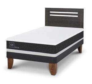 Cama europea 1.5 plazas Ortopedic +  Respaldo Munich gris