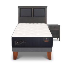 Cama europea 1.5 plazas Premium +  Set Torino azul/gris