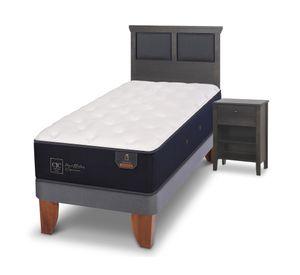 Cama europea 1.5 plazas Premium + Set Torino azul/gris