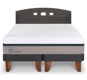 Cama europea 2 plazas Base Dividida Balance + Respaldo Gales gris