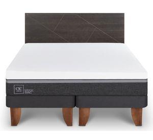 Cama europea King Ortopedic Advance +  Respaldo Villa gris