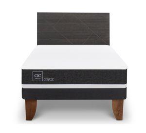 Cama europea 1.5 plazas Ortopedic +  Respaldo Villarrica gris