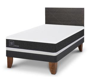 Cama europea 1.5 plazas Ortopedic +  Respaldo Villarrica gris