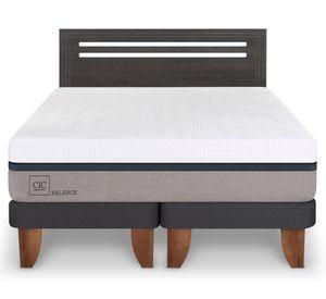 Cama europea 2 plazas Base Dividida Balance + Respaldo Munich gris
