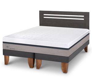 Cama europea 2 plazas Base Dividida Balance + Respaldo Munich gris