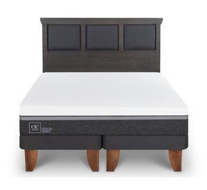 Cama europea king Ortopedic Advance patas + respaldo Torino gris
