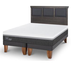 Cama europea king Ortopedic Advance  patas + respaldo Torino gris