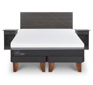 Cama europea 2 plazas Base Dividida Ortopedic Advance + Set Villa gris
