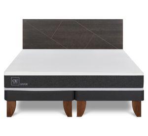 Cama europea 2 plazas Base Dividida Ortopedic + Respaldo Villarrica gris