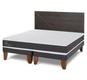 Cama europea 2 plazas Base Dividida Ortopedic + Respaldo Villarrica gris