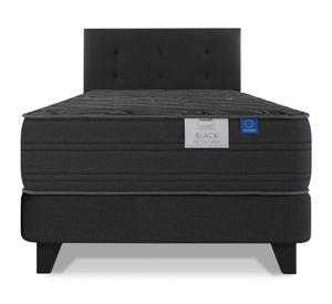 Cama europea Black 1.5 plazas + respaldo Royal negro