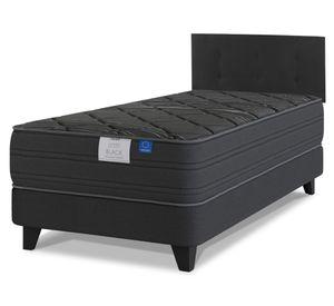 Cama europea Black 1.5 plazas + respaldo Royal negro