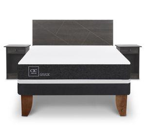 Cama europea 2 plazas Ortopedic +  Set Villarrica gris