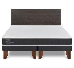 Cama europea king Ortopedic + respaldo Villarrica gris