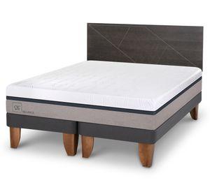 Cama europea King Balance + Respaldo Villarrica gris