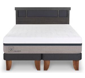 Cama europea 2 plazas Base Dividida Balance + Respaldo Dublin gris