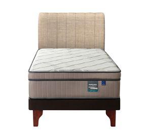 Cama europea Máximo Cobre 1.5 plazas + respaldo Tubular beige