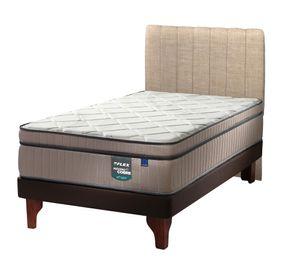 Cama europea Máximo Cobre 1.5 plazas + respaldo Tubular beige