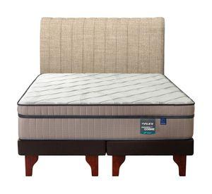 Cama europea Máximo Cobre 2 plazas base dividida + respaldo Tubular beige