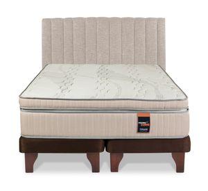 Cama europea Máximo Cobre 2 plazas + base dividida respaldo tubular