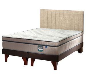 Cama europea Máximo Cobre 2 plazas base dividida + respaldo Tubular beige