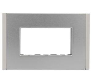Placa 3 módulos + soporte Nobile aluminio Bticino