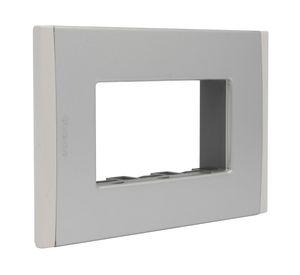Placa 3 módulos + soporte Nobile aluminio Bticino