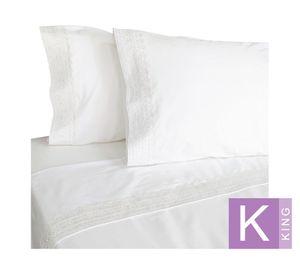Juego de sábanas king 180 hilos broderie blanco