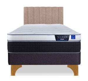 Cama europea 1.5 plazas Nexus base normal + respaldo Tubular beige