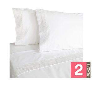Juego de sábanas 2 plazas 180 hilos broderie blanco